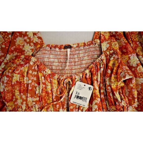 Free People OB1434212 Women's Sz XS Floral Show Me Love Square Neck Romper $148 - Picture 3 of 11
